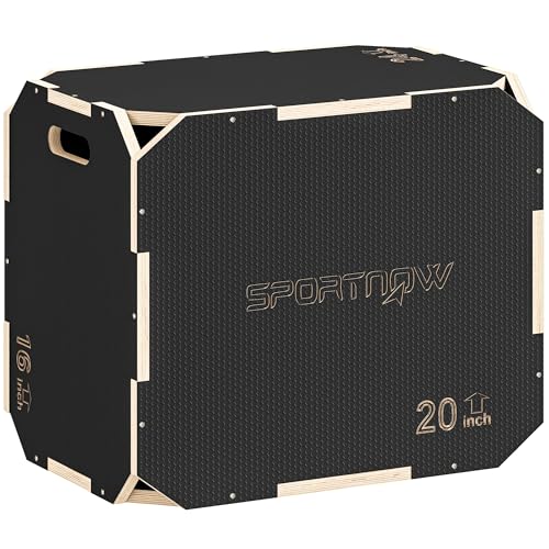 SPORTNOW 3 en 1 boîte pliométrique en Bois pour entraînement au Saut, Box Jump antidérapant et sans Coins, plyo Box pour Exercices de Gym à Domicile et entraînement en Plein air, Noir