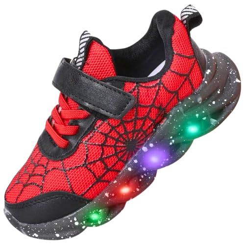 ZOUPREME Chaussure Enfant Garçon Lumineuse Sneakers, Basket Mode Sport Boys Shoes Xmas (Red,26)