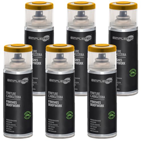 SIMPLETEK - 6 botes de spray de pintura para vehículos amarillos compatibles con Caterpillar carrocería, acabados agrícolas, 400 ml, V400CAR.9 (kit de 6 unidades)