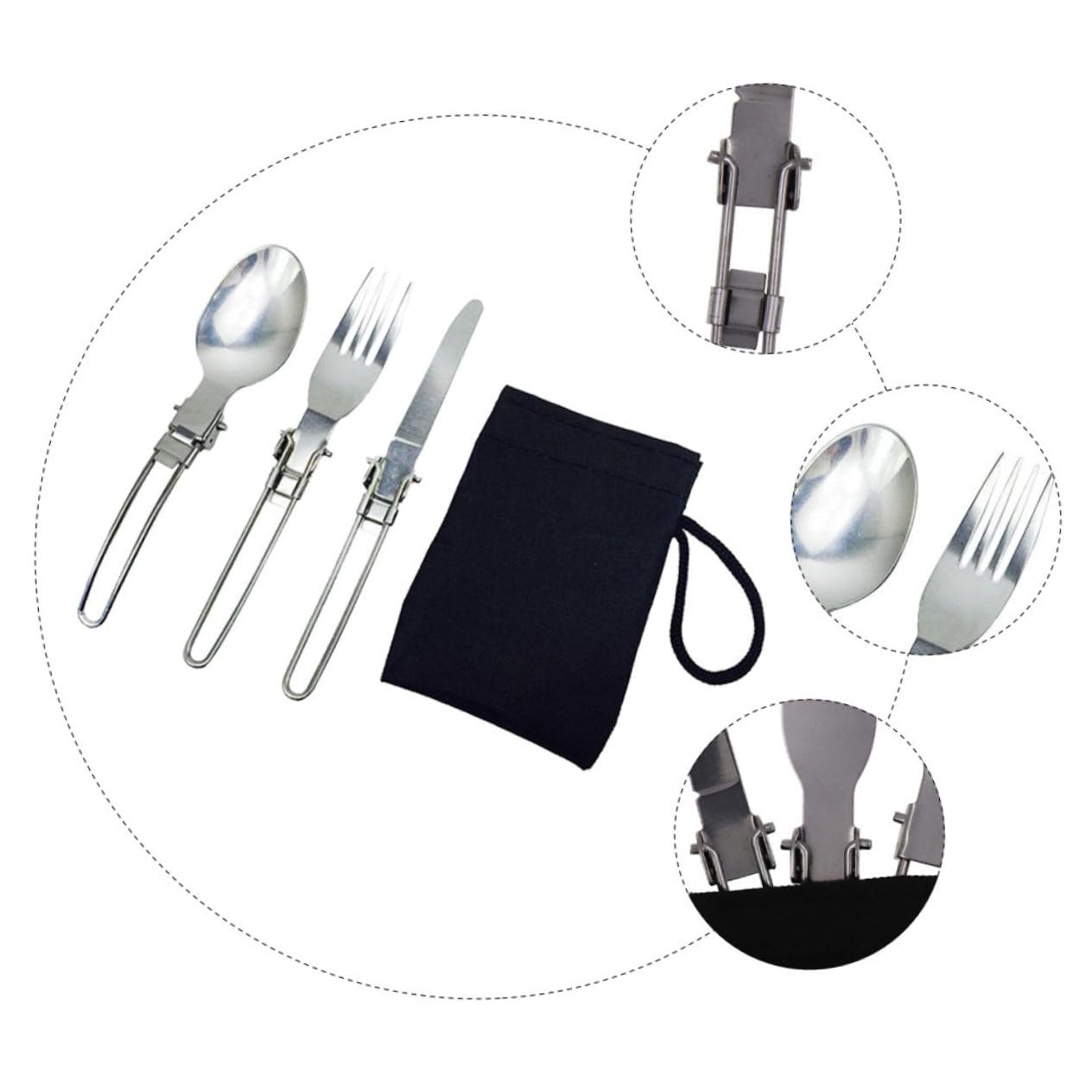 Toddmomy 4sets Posate Pieghevoli Acciaio Inossidabile Per Campeggio e Picnic Leggere e Pratiche Con Sacchetto Di Trasporto Per Escursioni e Attività Outdoor