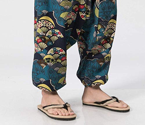 Calça harém solta masculina Cicilin estampada cintura elástica pernas largas floridas, Color 1, 3XL