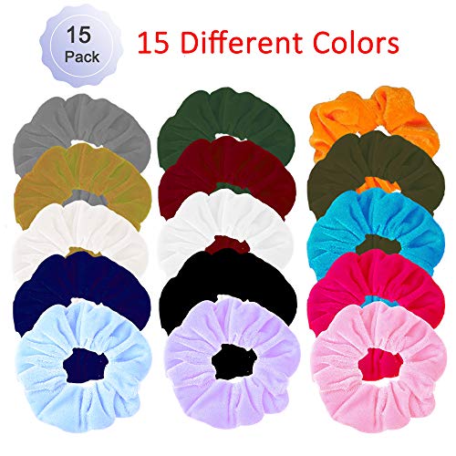 Elastic Hair Tie Hair Velvet Bands Scrunchies Scrunchy Bobbles No Damage Traceless Hair Ring Rope No Crease Ponytail Holders Stretchy Flower Donut Hair Bow Styling Accessories Colorful 15 Pack