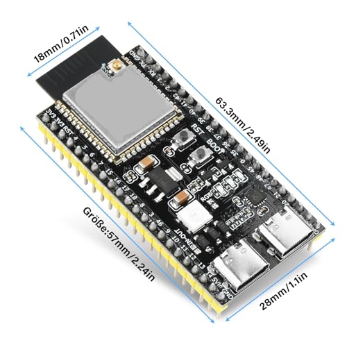 ESP32 S3 N16R8 DevKitC-1 Module, for ESP32 S3 Development Boards with WiFi, Bluetooth 5.0 for Arduino, USB C with Antenna + IPEX (2 PCS) - Image 4