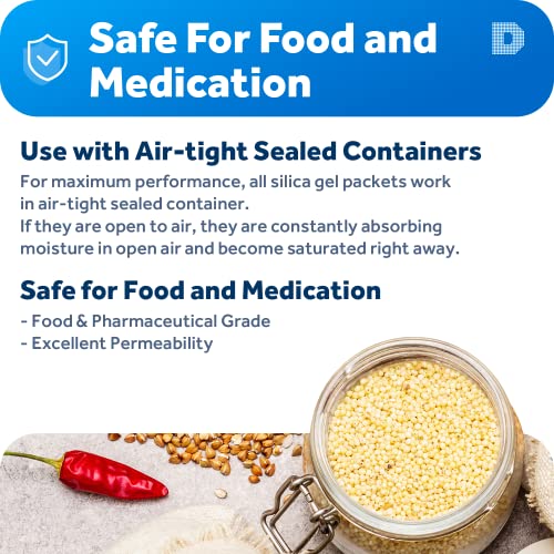 Dry & Dry 10 Gram [50 Packets] Silica Packets, Desiccant Packs, Dehumidifiers, Silica Gel Packets, Silica Gel - Food Grade Rechargeable Moisture Absorbers, Silica Gel Packets, Silica Packets #TOP2