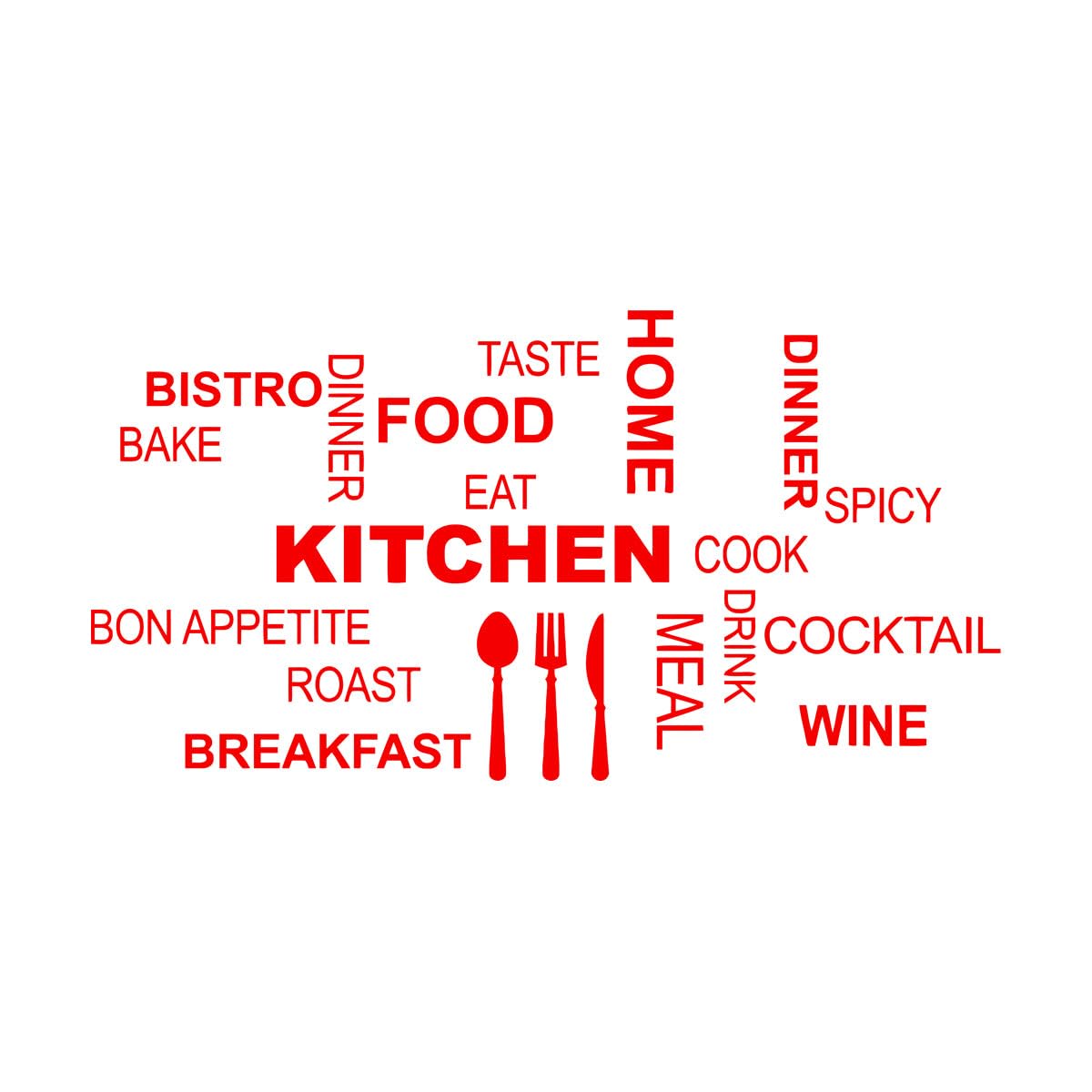 Vinyl Wall Stickers Kitchen Cooking Quotes Food Taste Restaurant 63x124.1cm Art Decoration Extra Large red — image 1