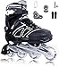 XIUWOUG Pattini in Linea per Bambini Ragazze E Ragazzi, Pattini Inline Skates Regolabile con 8 Ruote Luminose per Interni E Esterni, Pattini Fitness Unisex ​per Adulti Principianti (S-XL,Nero,L 38_41