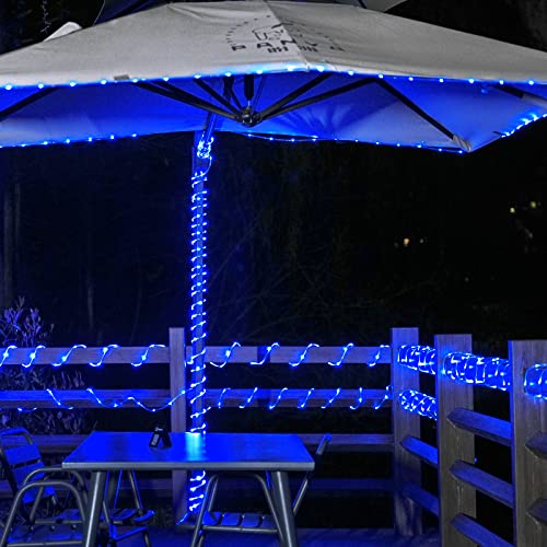 Jmexsuss 200 Led Solar Rope Lights, Ip 65 Waterproof Solar Rope Lights Outdoor With 8 Modes, 66Ft Pvc Tube Solar Christmas Fairy Lights For Christmas Trampoline Fence Yard Walkway Path Garden (Blue) #TOP5