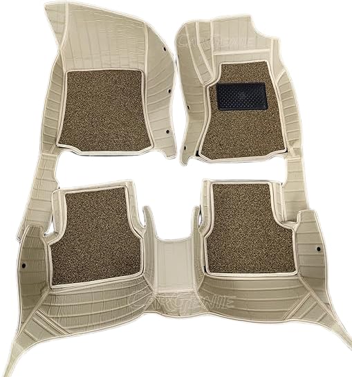 Image of 9D Car Floor Mats for Tata Curvv Ev | Waterproof | Antislip | Faux Leather | Full Coverage | All Weather | Custom Fitted 9D Car Floor Mats | Beige