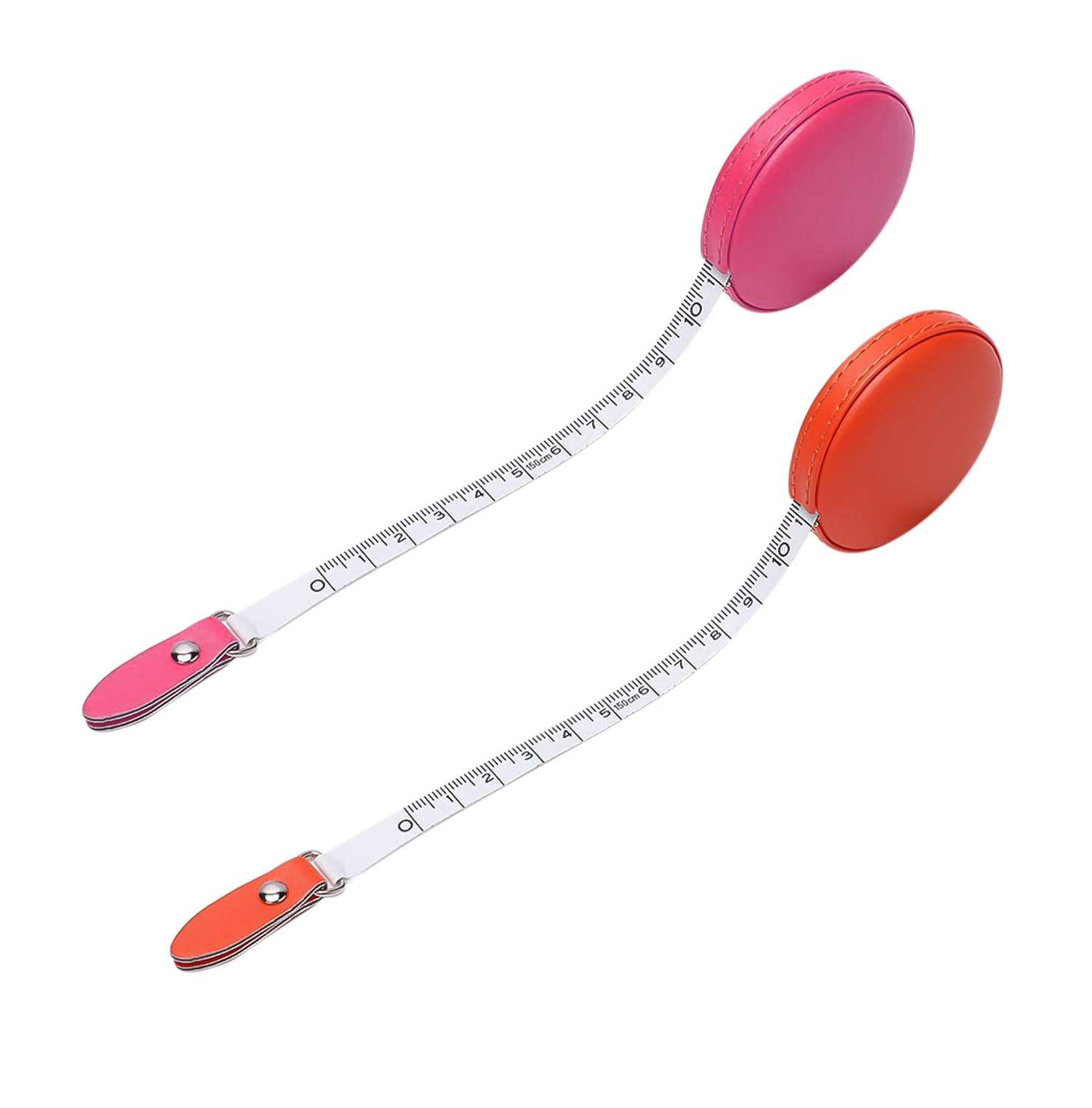2 unidades de cinta métrica de cuero genuino, 150 cm, cinta métrica de costura de 60 pulgadas, cinta métrica portátil pequeña para medición corporal, medida de costura (rosa, naranja)
