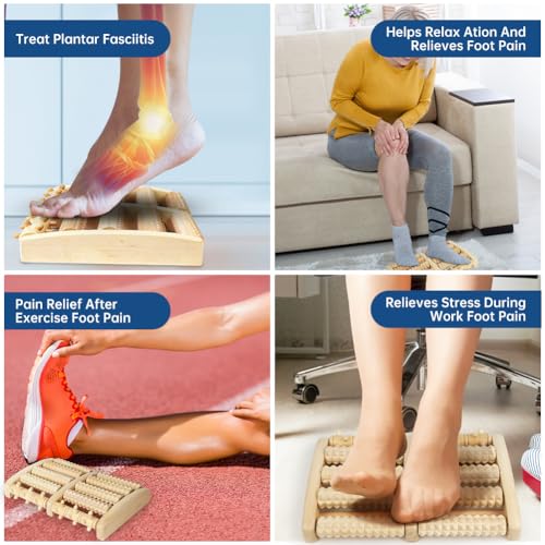 ACWOO Fußmassageroller Holz, Roller Fußmassagegerät, Fußroller Holzroller Fußmassage Fersensporn Massagegerät für Füße-Durchblutungsförderndes Fußmassagegerät, Fußroller Stressreduzierung Entspannung 6