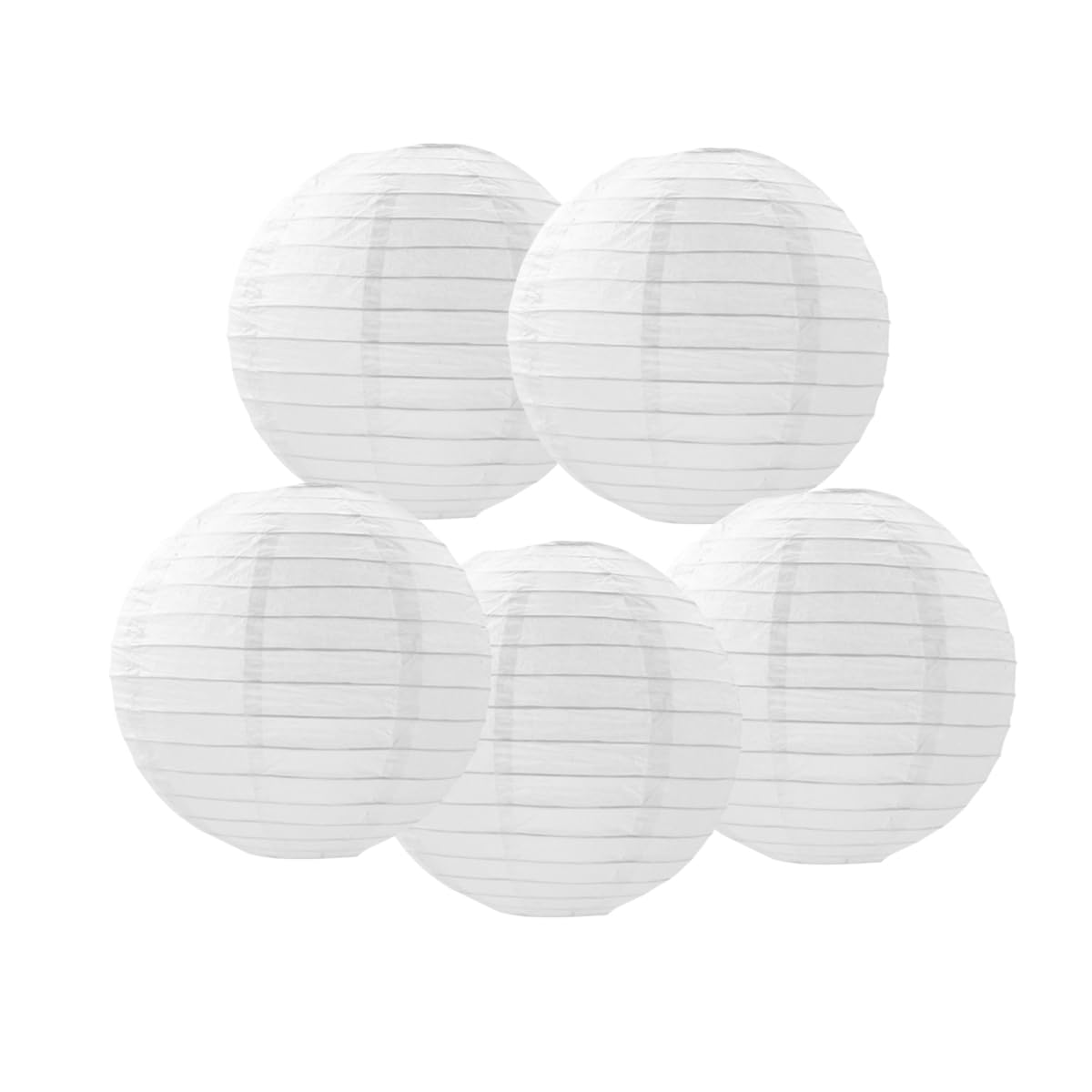 Paper Lanterns Chinese Paper Lantern lampshade Lights Round Lantern Ball Wedding Birthday Party Decorations (White, 5 Pcs- 12" (30cm))