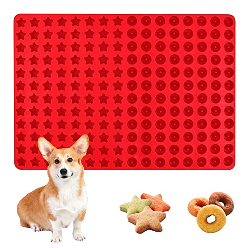 192 Löcher Silikon Backmatte, Mini-Donut-Silikonform, Antihaft-Hunde-Silikonformen, Backmatte Hundekekse, Pentagramm Silikonmatte Backform zur Herstellung von Hundekekse und Hundeleckerlies DIY Cover