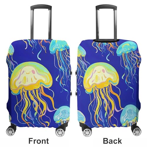 Jellyfish Elastic Luggage Cover Suitcase Protector for 19-32 Inch Suitcases | Universal Stretchable Travel Bag Cover | Anti-Scratch, Washable with Zipper Closure S3