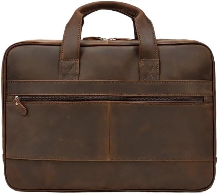 Compatible For Vintage Designer Men Briefcase Laptop Bag Leather Male Business Handbags Thick Cowksin