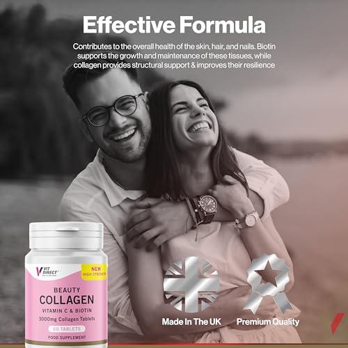 Vit Direct - Beauty Collagen Tablets (Plus Biotin) - 60 Tablets - Two Month Supply - Daily Supplement - for Healthy Hair, Skin & Nails - High Strength - Collagen Supplements for Women - Image 3