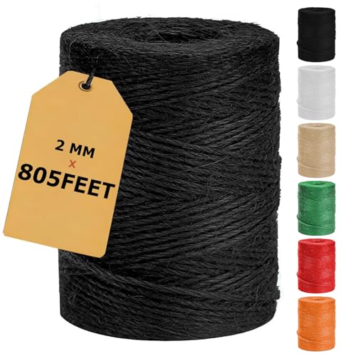 Vanhench 805ft Black Twine String Black Hemp Jute Rope Cord Twine for Christmas Decorations Arts & Crafts Gift Wrapping String for Bracelets Art Decoration Packing Material