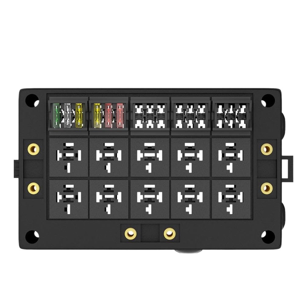 Caja de relés para coche de 10 vías, caja de fusibles de 12V, portafusibles de 15 vías para marina automotriz con terminales