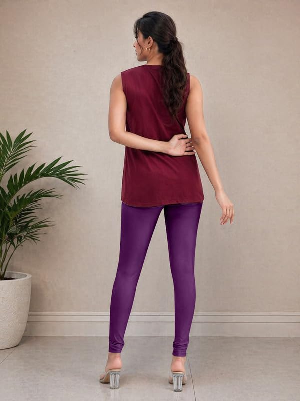 Image of TRENDMALLS Women's Microfiber Elastane Stretch Soft Churidar Length Leggings with Ultrasoft Waistband