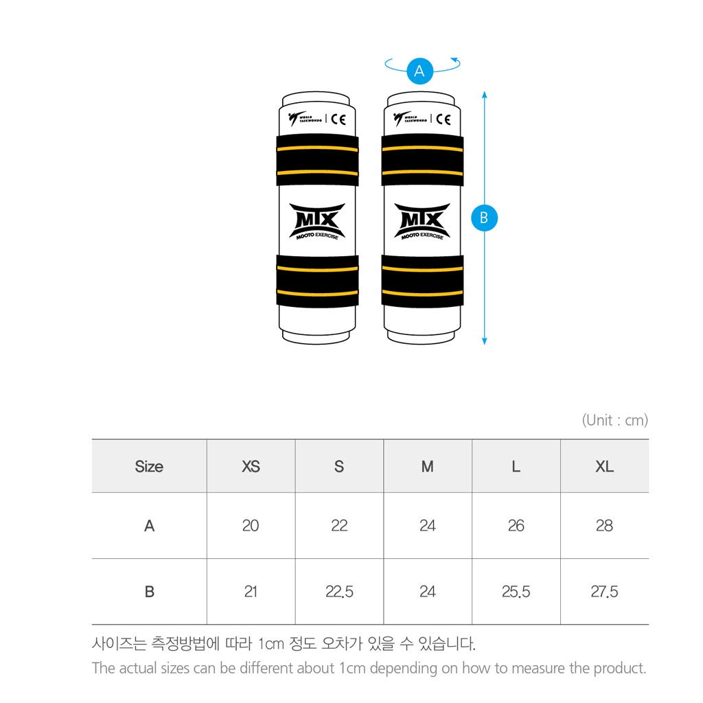 MOOTO MTX Taekwondo Forearm Protector WTF Approved TKD Guard Black & White XS to XL (S)