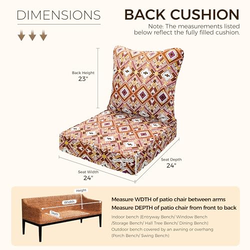 Image of Art Leon Waterproof Outdoor Seat Cushion 24 inchx 24 inch 30D High Density Foam Patio Chair Cushions with Non-Slip Backing Patio Cushions for Patio Furniture Porch Swing Garden Bench Camping Stadium