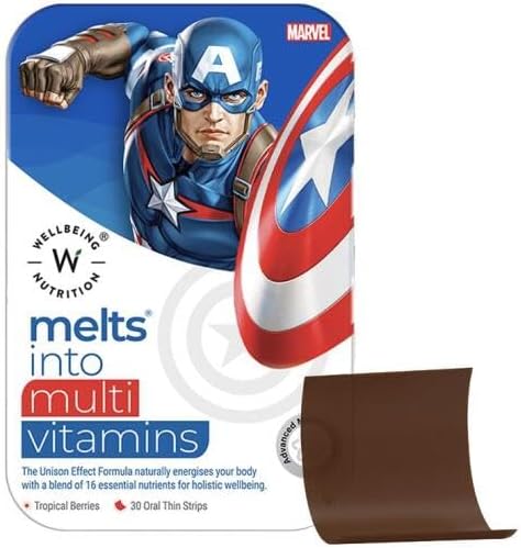 Marvel Melts Multivitamins for Kids | 100% RDA Vitamins A, B-Complex, C, D & Iron | Kids Growth & Development | Tropical Berry, 30 Oral Strips