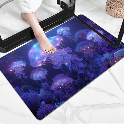Tapis de couloir design méduses bioluminescentes 60x90cm