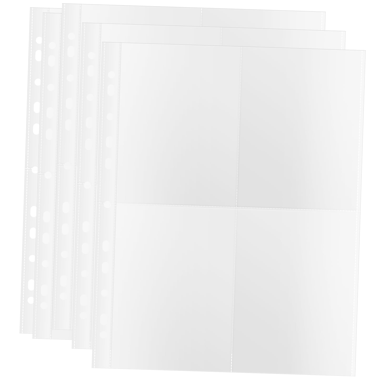 SINJEUN 150 Fundas Transparentes para Tarjetas Postales A4, 4 Compartimentos 10.5x15.3cm, para Álbum de Fotos y Carpetas de Anillas 2/3/4/7/11