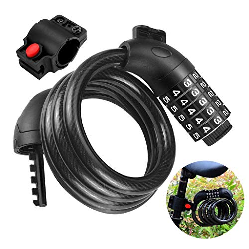 Lucchetto Antifurto Per Bici E Monopattino Elettrico Con Catena 150cm E Borsa 4L - Cavo Acciaio 12mm, Combinazione Reset Con Chiave