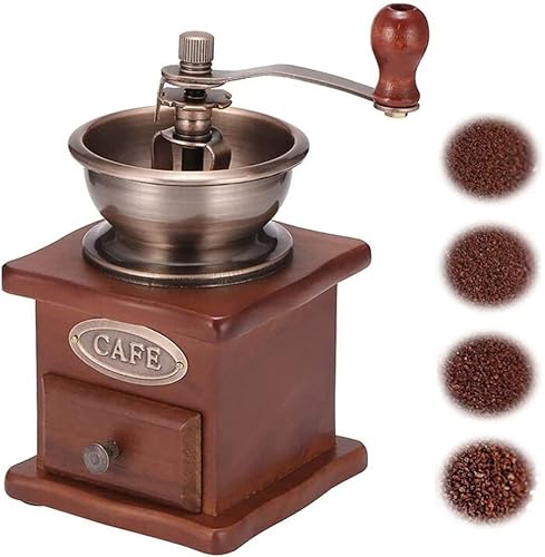 WFHTU - Molinillo de café manual, molinillo de mano de madera estilo vintage con cafetera francesa manual para el hogar