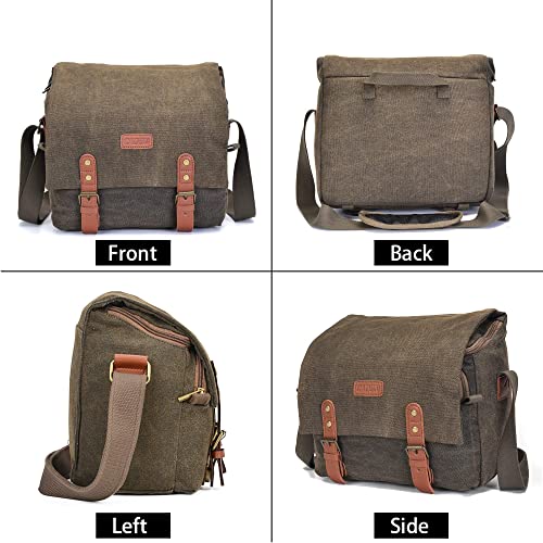 Caden Camera Bag Case Canvas Leather Trim Compatible For Nikon, Canon, Sony Slr/Dslr Mirrorless Camera And Lenses Waterproof, Camera Shoulder Messenger Bag (Large 1.0 Brown) #TOP7