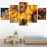 SIGNWIN 5 Panel Canvas Wall Art Modern Art Bouquet Colorful Decorative Elements Floral Multicolor Photography - 60