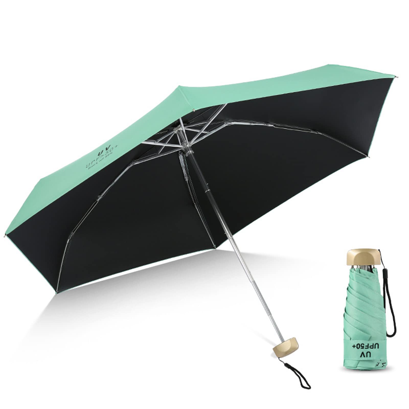 Paraguas Compacto de Viaje a Prueba de Viento, Paraguas Plegable Impermeable Anti-UV de 6 Varillas, Paraguas para Bolso de Mochila de Coche para Lluvia - Paraguas para Hombres y Mujeres