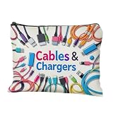 Cables & Chargers Organizer Pouch – Durable Zipper Closure Travel Case with Vibrant Colorful Design, Foldable Lightweight Electronics Accessories Storage for Tech Enthusiasts (beige 1)