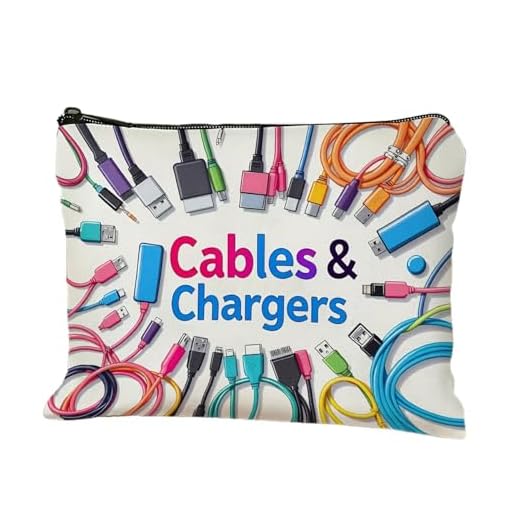 Cables & Chargers Organizer Pouch - Durable Zipper Closure Travel Case with Vibrant Colorful Design, Foldable Lightweight Electronics Accessories Storage for Tech Enthusiasts (beige 1)