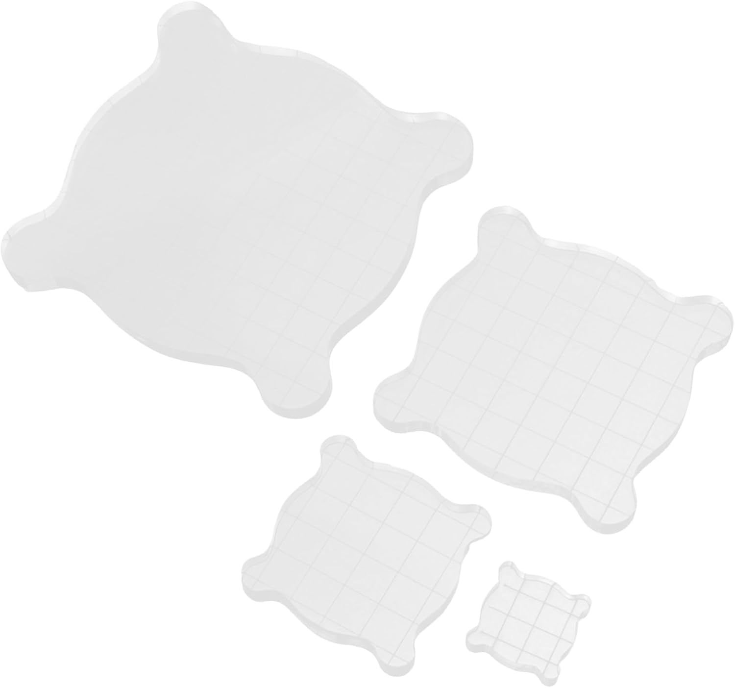Homoyoyo 4pcs Acrylic Stamp Block for Crafting Scrapbooking and Card Making and Precise Stamping Tool Grid Lines