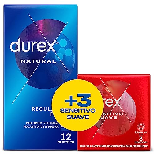Durex Duplo Natural Plus y Sensitivo Suave, Natural Plus, Surtido de 15 Piezas