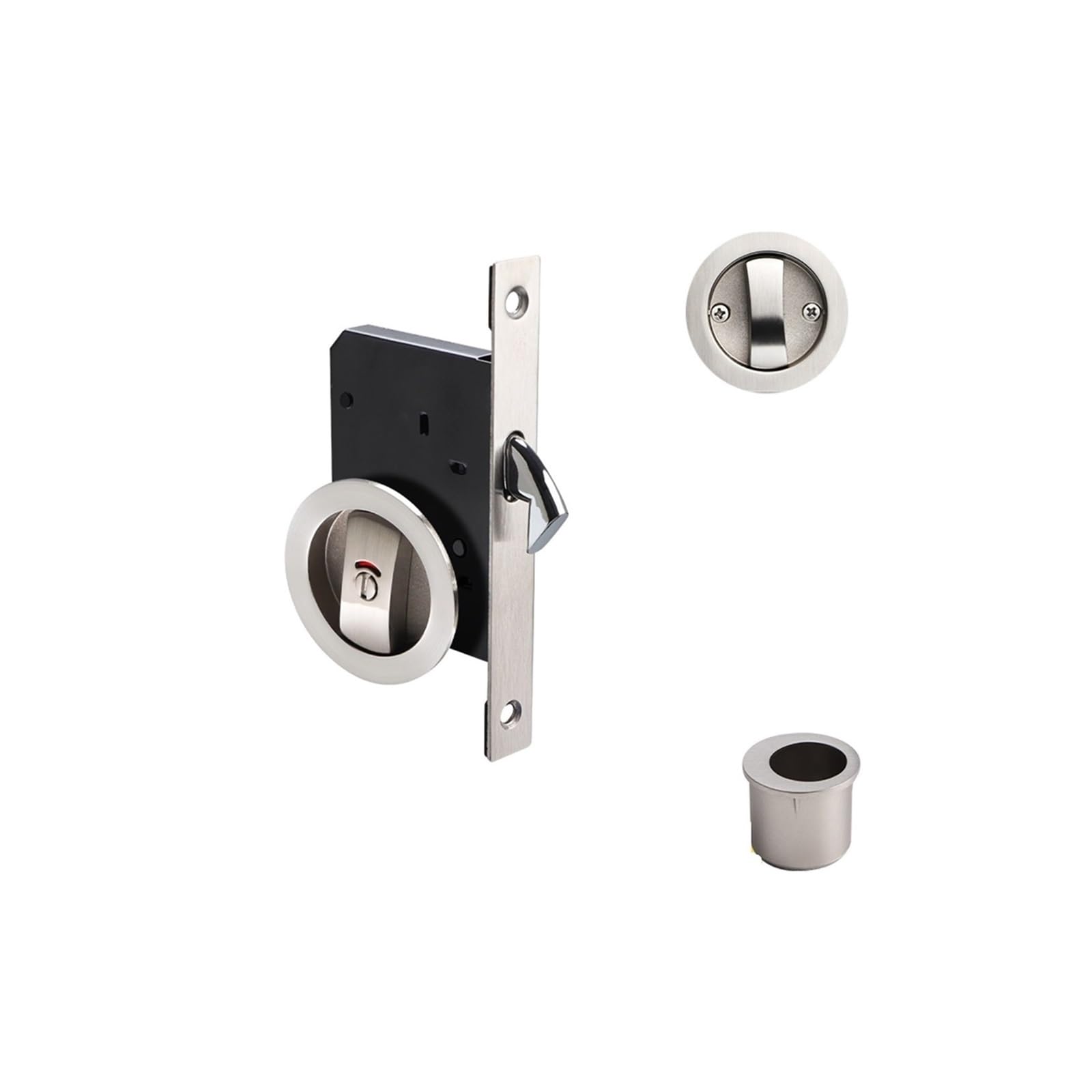 Yxinaer Single Hook-Brushed Round Recessed Door Lock Pocket Sliding Door Lock
