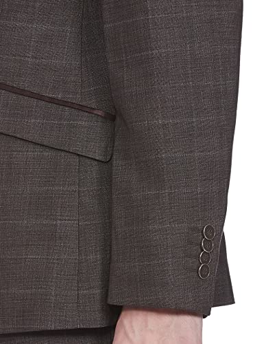 Image of Raymond Polyester Blend Men's Full Sleeve Contemporary FIT Dark Brown Formal Suit
