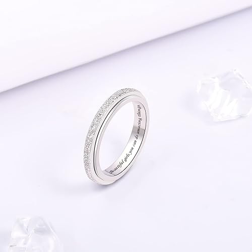 Miniatura 7 de Teioa Anillos giratorios de plata de ley antiansiedad, anillos para aliviar el aburrimiento, TDAH, autismo, anillos para mujeres y hombres