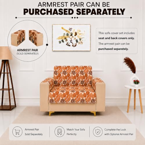 Image of Homerz Premium Printed Quilted Velvet Sofa Slip Cover Protector, Sofa Mat, Exact Size, Antislip Cover (Bloomora, 1 Seater, Full)
