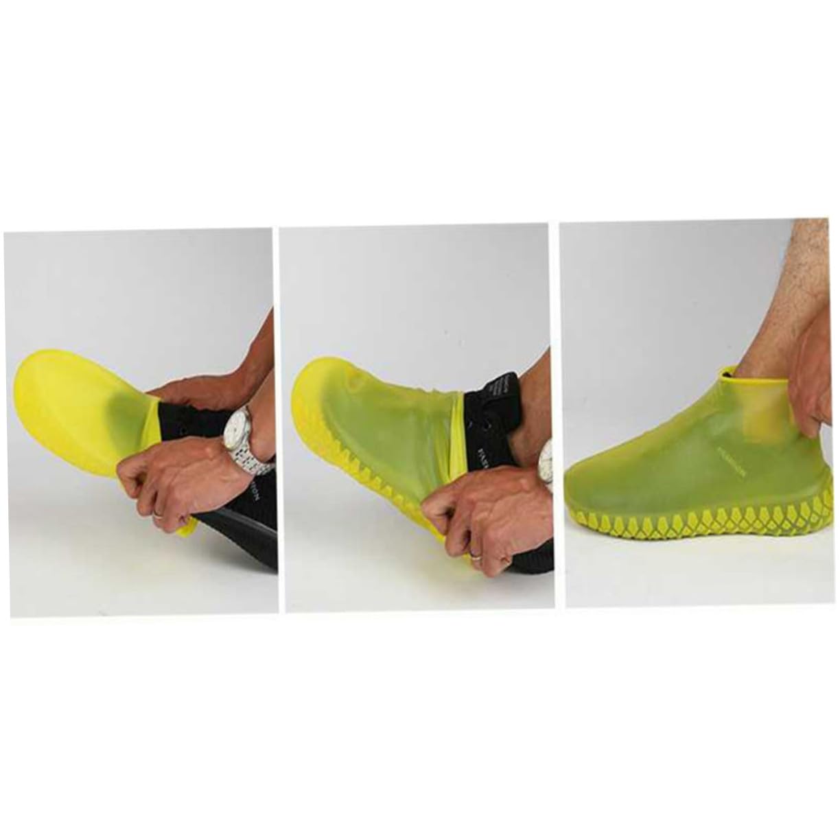 3 Cubrezapatos Impermeables Amarillos Talla para Adultos Unisex Funda Antideslizante para Lluvia y Barro Reutilizable Fácil de Limpiar y Almacenar