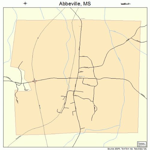 Large Street & Road Map of Abbeville, Mississippi MS Printed poster