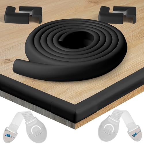 HAPPY CHLEA® Paraspigoli Bambini Angolari Gomma con Tecnologia “SCHIUMA ATTIVA”. Kit Sicurezza Casa. 2 Metri di Parabordi + 4 Angolari Morbidi + 2 Blocca Cassetti. Marchio Registrato