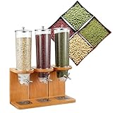 ZMJGLL Dispensador de Cereal seco hermético, contenedor de Almacenamiento de Cereal de mostrador con Cubo de PC y Base de Madera, fácil de Limpiar.