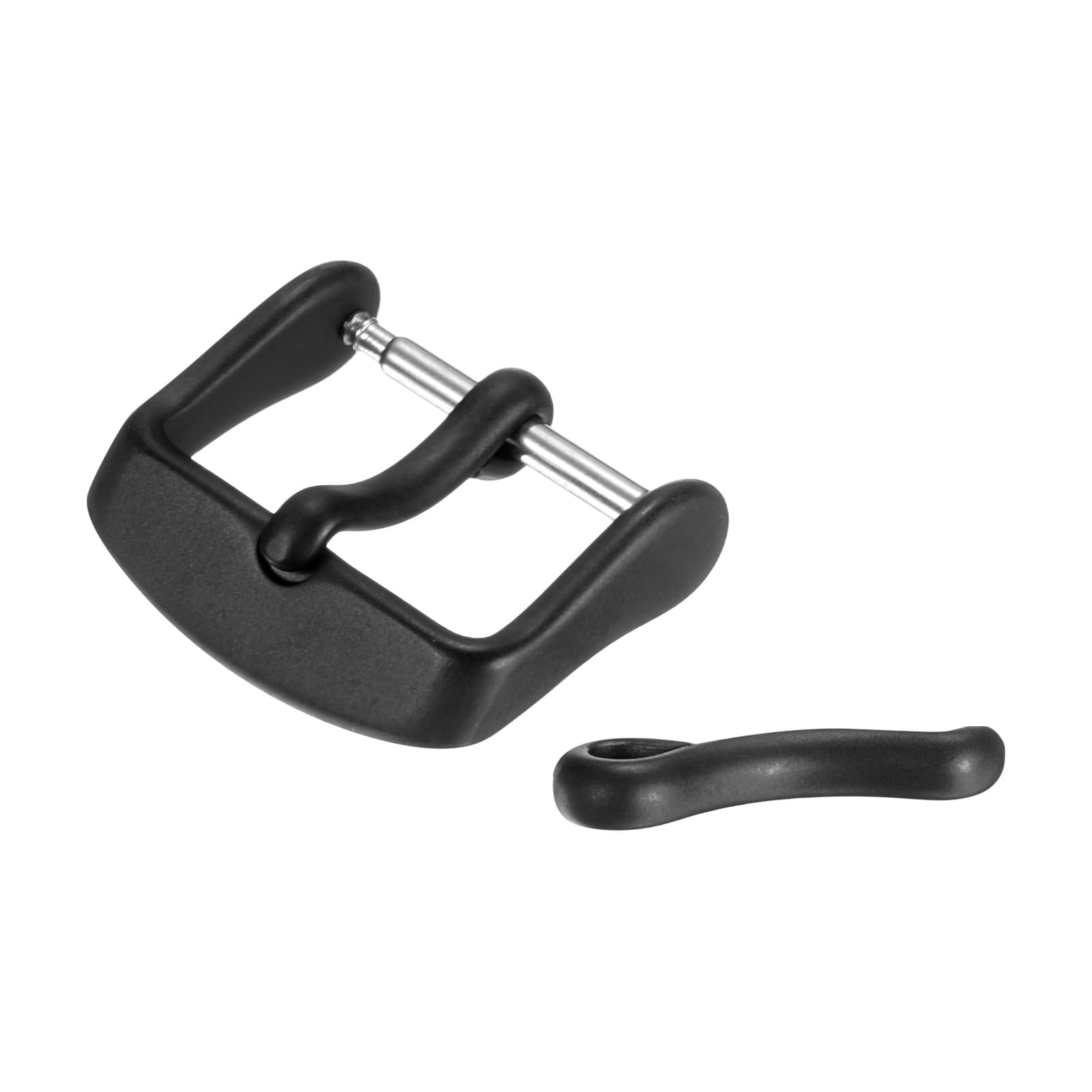 uxcell 24mm Watch Band Replacement Buckle Stainless Steel Watch Strap Clasp Matte PVD Buckles with 2pcs Tongue, Black