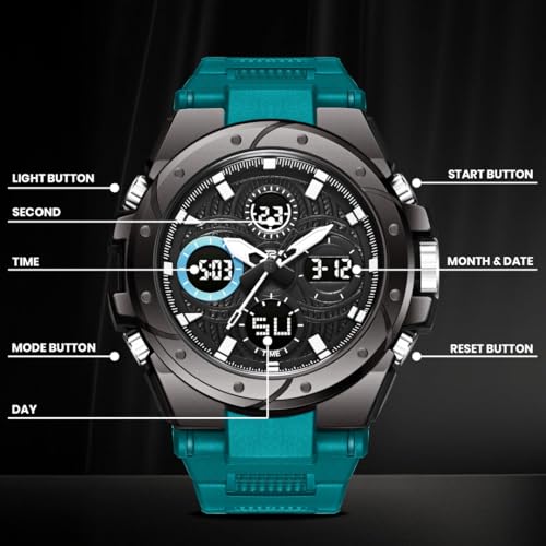 Image of V2A Stryke-VOLTRIX 5130 Analog-Digital Sports Watch for Men | Layered Dial Design | Bold Urban Performance Watch with 50M Water Resistance, Alarm, Stopwatch, Day-Date & Backlight