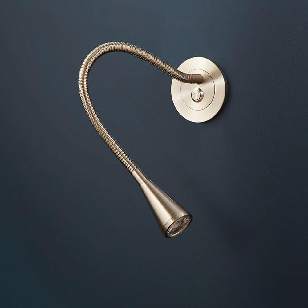 Lampe de lecture murale à LED en nickel,Liseuse murale applique murale flexible à col de cygne avec interrupteur poussoir, lampe de lecture moderne for tête