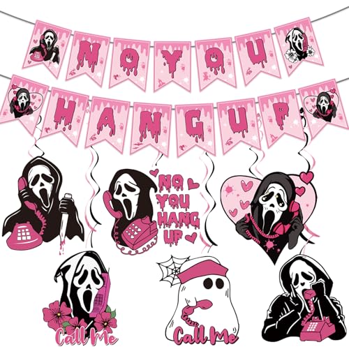 Pink Halloween Decoration No You Hang Up Banner Scary Party Decor...