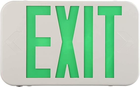 LED EXIT Light,Commercial Emergency Lighting Fixtures,Combo Exit Sign with Backup Battery,UL Listed,Rounded Square,Universal Mounting,for Corridor Hallway,Double Face Green Letters