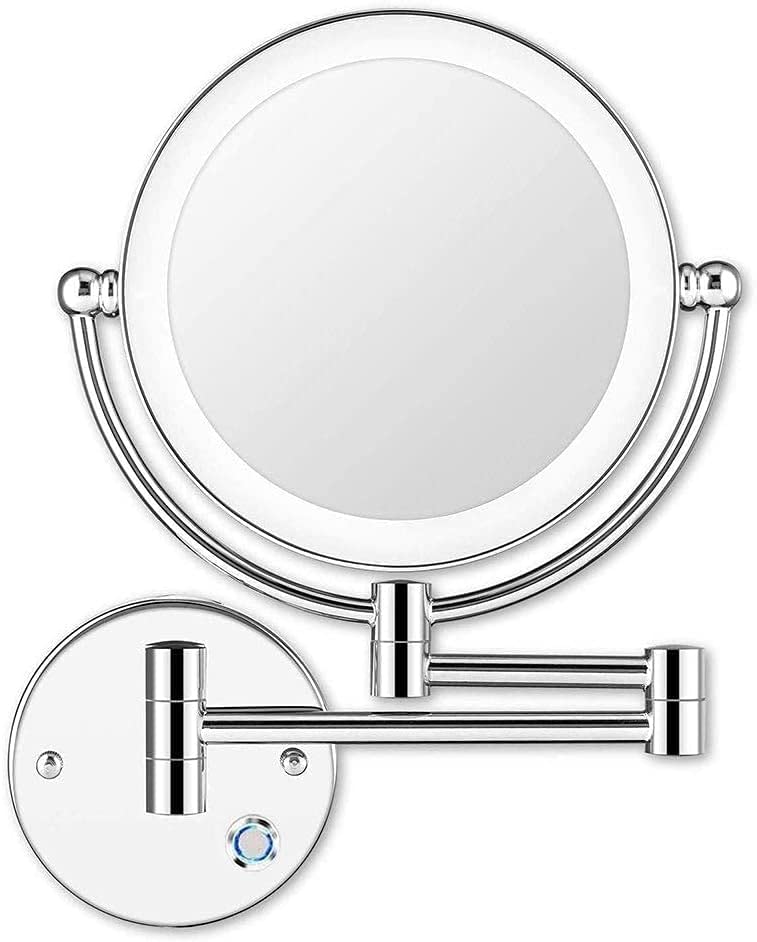 Miroir de maquillage mural haut de gamme, double face 5X et finition chromée